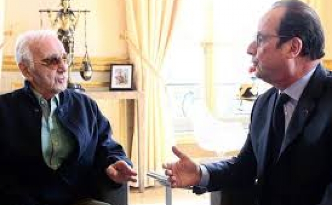 Шарль Азнавур и Франсуа Олланд обсудили ситуацию в Арцахе