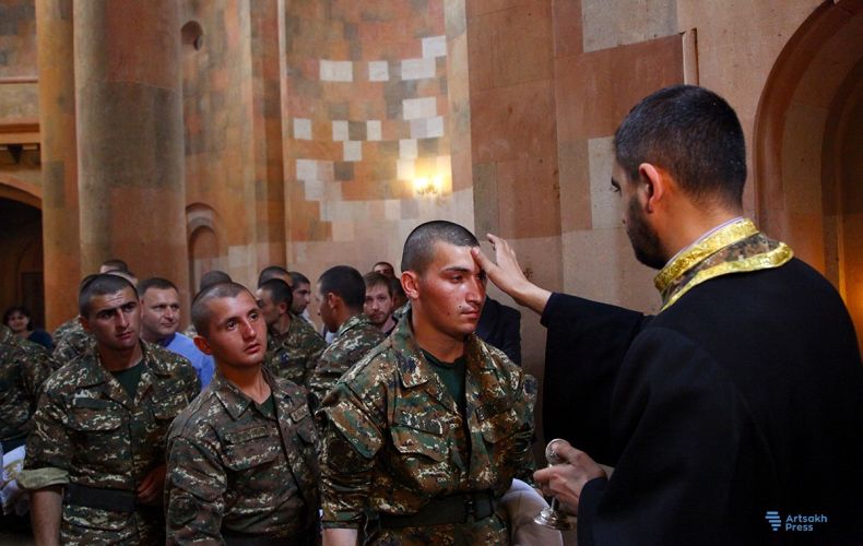 Baptism ceremony of soldiers took place in Stepanakert’s Conciliar Church of Intercession (Photos)