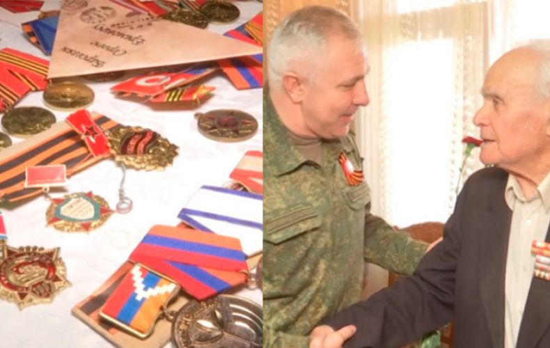 Ռուսական խաղաղապահ զորախմբի հրամանատարությունը շնորհավորել է Հայրենական մեծ պատերազմի արցախցի վետերաններին
