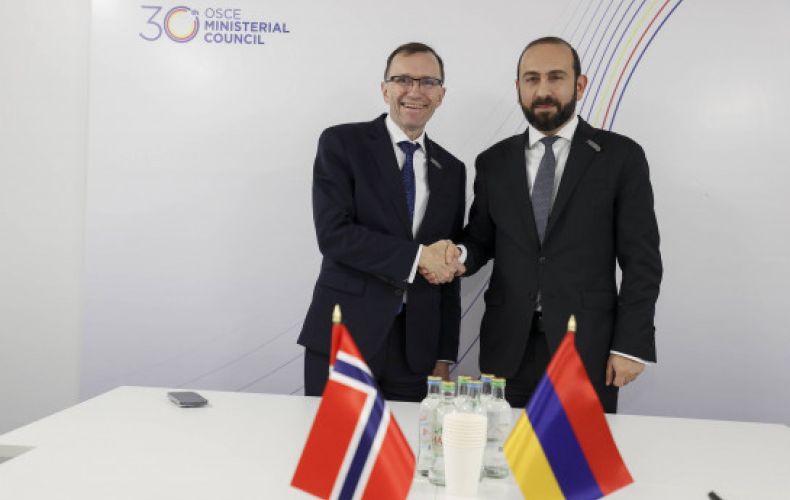 Министры иностранных дел Армении и Норвегии обсудили вопросы сотрудничества между двумя странами